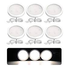 Le Led Under Cabinet Lighting Fixtures Puck Lights Kit 1020 Lumens 5000k Daylight White Night Light Perfect For Kitchen Closet Stairs And More All Accessories Included Pack Of 6 Buy Products