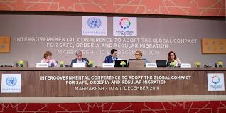 La présidente du rassemblement nationale dénonce « l'organisation active des migrations mondiales par les états signataires, le pillage imposé des pays. Migrations Adoption Du Pacte De Marrakech Sur Fond De Polemiques