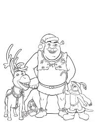 Shrek, fiona, gato de botas. Desenho De Shrek E Amigos No Natal Para Colorir Tudodesenhos
