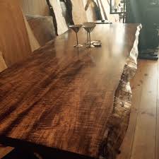 Curly Maple Live Edge Table Walnut Table Wood Slab Table Live Edge Dining Table Reclaimed Wood Table