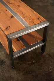 Reclaimed Redwood Softwood Tv Stand Bench Or Coffee Table Steel Frame Custom Zeeva Series Welded Furniture Rustic Furniture Metal Furniture