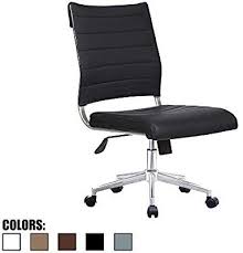 Amazon Com 2xhome White Modern Ergonomic Executive Mid Back Pu Leather No Arms Rest Tilt Adjustable Height Wheels Office Chair Executive Office Chairs Chair