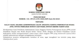 Check spelling or type a new query. Ralat Pengumuman Hasil Seleksi Administrasi Pps 2020 Kpu Kabupaten Kediri