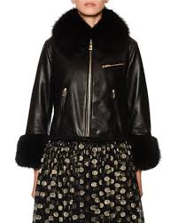 Dolce Gabbana Lamb Fur Trim Zip Front Leather Jacket 5 895 00 Dolce Gabbana Jacket In Leather Featuring Dyed Lamb F Leather Jacket Jackets Fur Trim