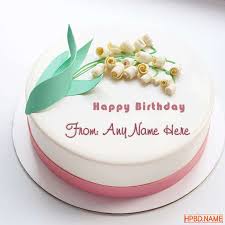 Write your family, friends, relatives, lovers, brother, daughter, mother, father names on happy. Generate Name On White Flower Birthday Cake