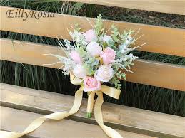 Choose from 2900+ flower bouquet graphic resources and download in the form of png, eps, ai or psd. Beautiful Champagne Pink Roses Wedding Bouquets Brooches Leaf Country Bridal Bouquet For Bridesmaid Flower Girls Bouquet Mariage Buy At The Price Of 19 37 In Aliexpress Com Imall Com