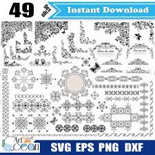 Download 140,000+ royalty free lace vector images. Eps Jpeg Svg Frame Clipart Border Instant Digital Download Svg Png Dxf Clip Art Art Collectibles Theartistloft Co Uk
