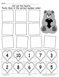Printable Valentine S Day Hearts Number Ordering Worksheet Numbers 1 10 Valentine Worksheets Numbers Preschool Kindergarten Valentines