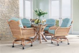 From the hillsdale pompei caster one way furniture offers high quality dining tables and game tables with swivel caster chairs at discount prices. American Rattan Bodega Bay 6 Piece Wicker Dining Set With Swivel Rock Caster Chairs From Classic Rattan Model 9063csr Set American Rattan