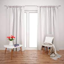 Free Psd Room With Minimalist Furniture And Large Window With White Curtains