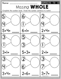Kindergarten Number Bonds Worksheets To 10 Numbers Kindergarten Number Bonds Worksheets Number Bonds Kindergarten