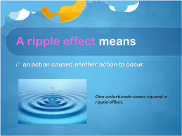 The spreading effects experienced as the result of a single event. Objective Students Will Explain About The Benefits Or Detriments Of Environmentalism Idiomatic Expression Ripple Effect Going Green Ppt Download