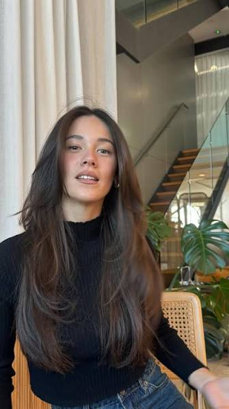 Contour long layers ✂️, The classic timeless long layered cut with face-framing bangs is so flattering on @ashleighchurn 🌹, This haircut adds shape, dimension, and softness to longer hair, ., ., ., ., ...