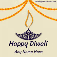 Happy diwali festival red greeting card with candle. Happy Diwali Wishing Cards With Name Photo Cakedayphotoframes