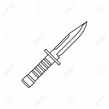 1300x1300 Military Knife Icon In Outline Style Isolated On White Background Knife Drawing Combat Knives Knife