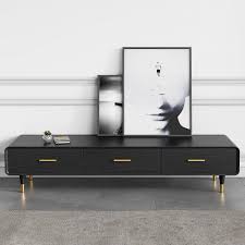 Modern 63 Inch Black Tv Stand Rectangle Media Stand Wood Tv Console With 3 Drawers In 2020 Black Tv Stand Wood Media Stand Wood Tv Console