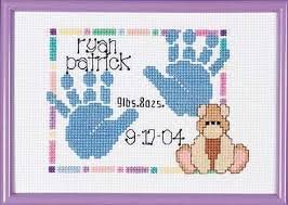 Beatrix potter cross stitch birth announcements. Baby Handprints Birth Announcement Counted Cross Stitch Kit