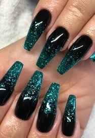 Coffin Acrylic Nails Black And Glitter 13 Coffin Acrylic Nail Design Miss Patches In 2020 Glitter Nail Art Coffin Nails Designs Pretty Acrylic Nails