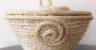 Coiled Sisal Rope Basket With Lid Diy Diy Rope Basket Rope Basket Coiled Rope Basket Diy