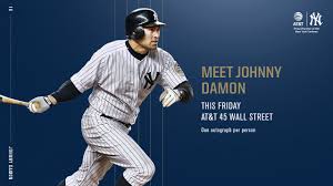 Johnny damon #18 of the new york yankees plays against the new york mets on may 20, 2006 at shea. New York Yankees On Twitter Come Meet Johnny Damon Tomorrow At The Grand Opening Of The Wall Street Att Store From 12 30 2pm Attnyy