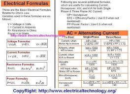 Electrical Formulas Ac Dc Circuits Single F 3 F Electricity Power Formula Dc Circuit