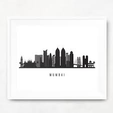 Black And White Skyline Mumbai Skyline Printable Mumbai India Black White Wall Art Etsy In 2020 Black And White Wall Art Etsy Wall Art Print Store