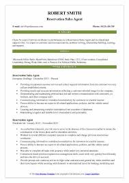 Reservation Sales Agent Resume Samples Qwikresume