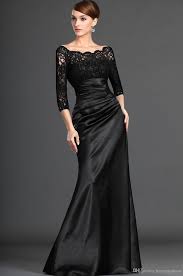 Wholesale Black Lace Buy Long Sleeve Black Lace Sheer Neck Evening Dresses Plus Size Ruffles Mother Dress A Line Groom Dress Mothers Dresses Satin Prom Dress