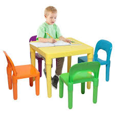 This sturdy set has table painted in white, with chairs painted in modern grey keeping with current colour trends. Table Kids And Set 4 Chairs Furniture Chair Play Activity Children Toddler For Sale Online Ebay
