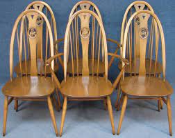 Set Of 6 4 2 Ercol Windsor Swan 876 Elm Beech Kitchen Dining Chairs G Dawn Ercol Windsorswanback Dining Chairs Ercol Chair