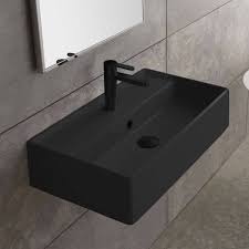Rectangular Matte Black Ceramic Wall Mounted Or Vessel Sink In 2020 Small Bathroom Sinks Wall Mounted Sink Sink
