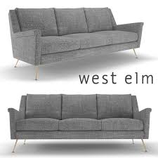 West Elm Carlo Mid Century Sofa 3d Cgtrader