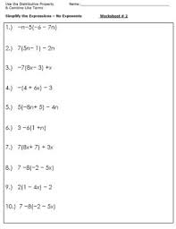 Algebra Worksheets For Simplifying The Equation Algebra Worksheets Algebraic Expressions Simplifying Algebraic Expressions
