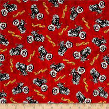 Biker For Life Motorcycle Toss Red From Fabricdotcom Designed By Jeff Wack And Licensed To Quilting Treasures This Cotton Print Fabric Features Old School Mo