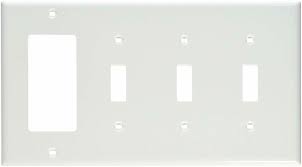 Leviton 80732 W 4 Gang 3 Toggle 1 Decora Gfci Device Combination Wallplate Stan Leviton Thermoplasticnylon Gfci Leviton Device Mount