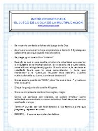 Reglas del juego de la oca. Juego De La Oca Multiplicacion