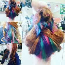 Peekaboo Hair Color Rainbow Blue Pink Real Purple Green Redhead Peekaboo Hair Colors Peekaboo Hair Cool Hair Color