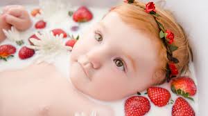 Baby milk bath with fruit. Milk Bath Photo Session Los Angeles Based Photo Studio The Pod Photography Specializing In Maternity Newborn Baby First Birthday Cake Smash And Family Pictures