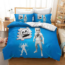 Bleu Housse De Couette Parure De Lit Fortnite Marshmello Ensemble De Literie Pour Cadeau Nel 2020