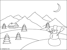 Paysage D Hiver Coloriage Nature Gratuit Sur Webjunior Coloriage Paysage Coloriage Dessin Montagne