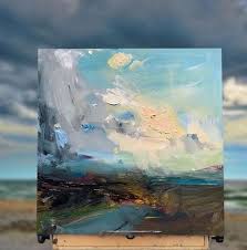 South Coast With Deep Night 40x40cm Abstract Art Landscape Art Painting Abstract Art Painting