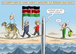 From kenia (kenya) +‎ koalition (coalition), from the colours of the kenyan national flag, which correspond to the colours of the three parties (black = christian democrats, red = social democrats, green = greens). Kenia Koalition By Marian Kamensky Politics Cartoon Toonpool