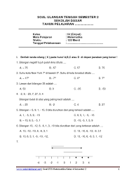 Soal Uts Matematika Kelas 4 Semester 2 Pdf