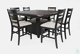 A stylish transitional ensemble with an ash pedestal table and graphite upholstered slipper chairs will make a big impression. Altamonte Dark Charcoal Grey Square Adjustable Extendable Storage Dining Table From Jofran Coleman Furniture