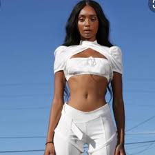 BRAND NEW WITH TAGS I am gia white Pandora crop top... | Depop