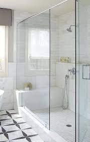 A large walk in shower can measure up to 60 inches x 36 inches and can accommodate a shower bench. Long Marble Shower Shelf Over Shower Bench Transitional Bathroom