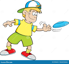 Cartoon Boy Playing with a Flying Disc Stock Vector - Illustration of  recreation, clip: 29905544