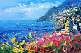 Positano Painting On Canvas Original Art Amalfi Coast Seascape Painting Impressionist Art Living Room Decor Large Wall Art Gift Ideas Italy Painting Seascape Wall Art Seascape Print