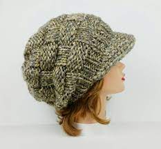 Knit Newsboy Hat Visor Beanie Chunky Knit Hat Women Visor Etsy Crochet Newsboy Hat Visor Beanie Chunky Knit Hat