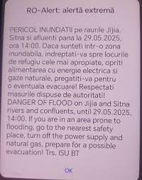 Mesaj RO-Alert transmis de autorități. Pericol de inundații pe Jijia și  Sitna